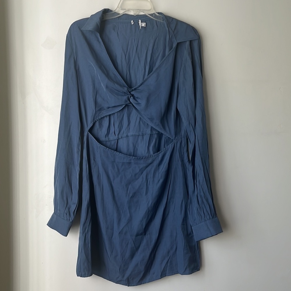 Princess Polly Blue Lawson Cutout Collared Mini Dress 10
